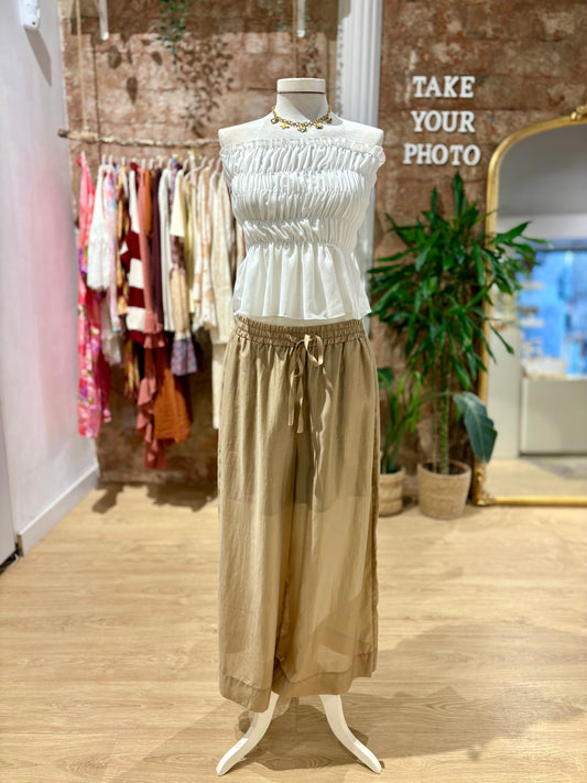 Pantalón Wide Leg Beige